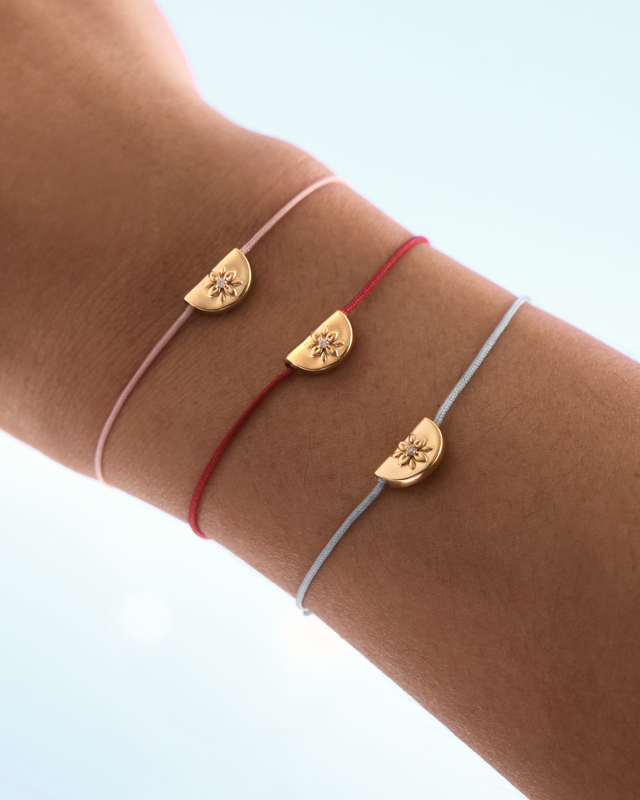 18k Gold Vermeil Lotus of Hope Cord Bracelet - Cloud Blue