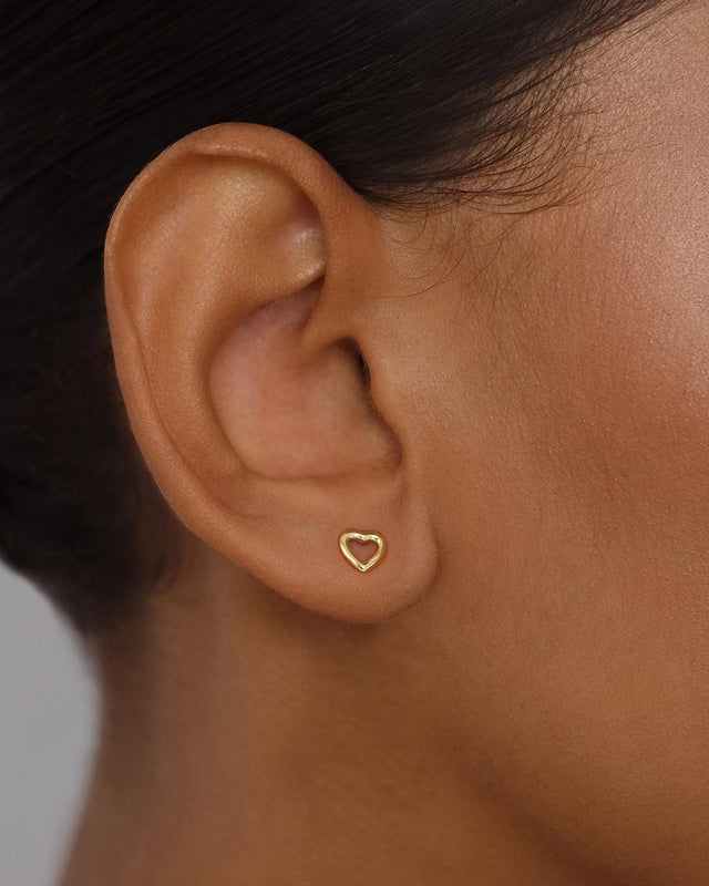 14k Solid Gold Pure Love Stud Earring