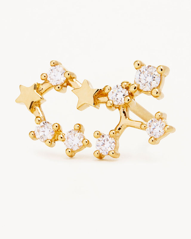 14k Solid Gold Starry Night Zodiac Constellation Diamond Earring - Sagittarius