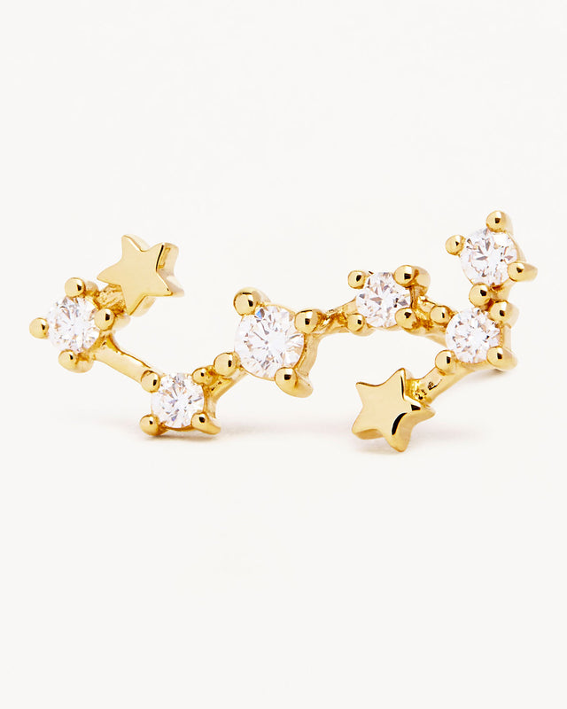 14k Solid Gold Starry Night Zodiac Constellation Diamond Earring - Scorpio