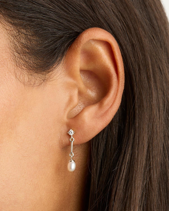 Sterling Silver Embrace Stillness Pearl Drop Earrings
