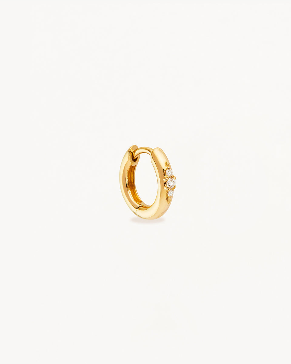 CHARLOTTE HOOP & CHARM EARRING GOLD ZIRCONIA