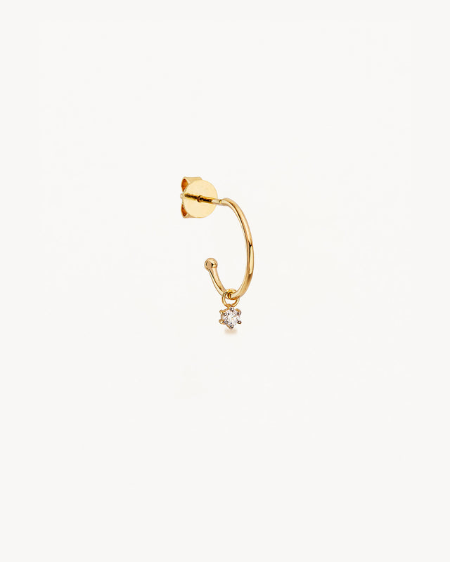 14k Solid Gold Sweet Droplet Diamond Hoop – by charlotte