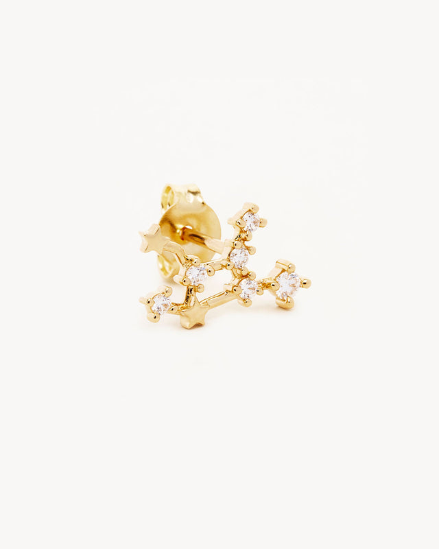 14k Solid Gold Starry Night Zodiac Constellation Diamond Earring - Virgo