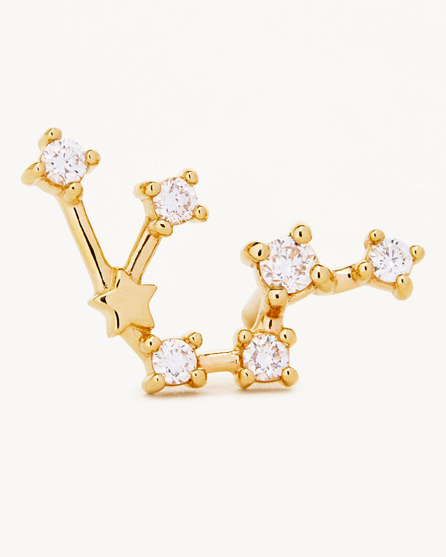 14k Solid Gold Starry Night Zodiac Constellation Diamond Earring - Aquarius