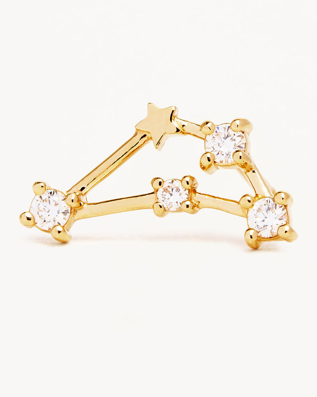 14k Solid Gold Starry Night Zodiac Constellation Diamond Earring - Capricorn