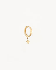 14k Solid Gold Wish Upon a Star Hoop