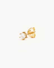 14k Solid Gold Tiny Crystal Stud