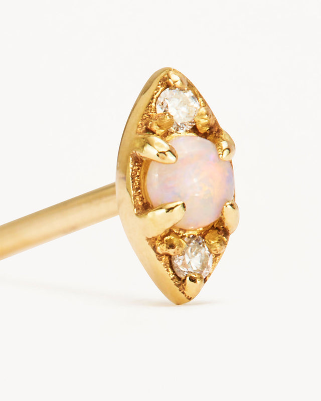 14k Solid Gold Mystical Petal Diamond Opal Cartilage Earring