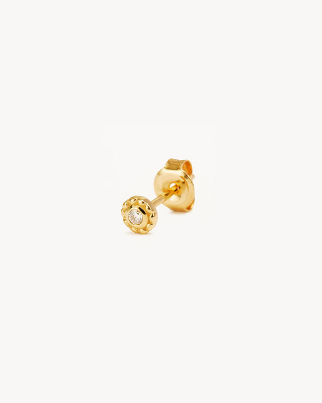 14k Solid Gold Golden Light Diamond Stud Earring