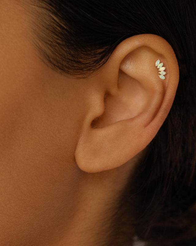 14k Solid Gold Eternal Lotus Opal Stud Earring