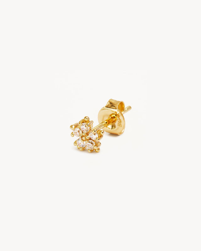 14k Solid Gold Snowflake Stud Earring
