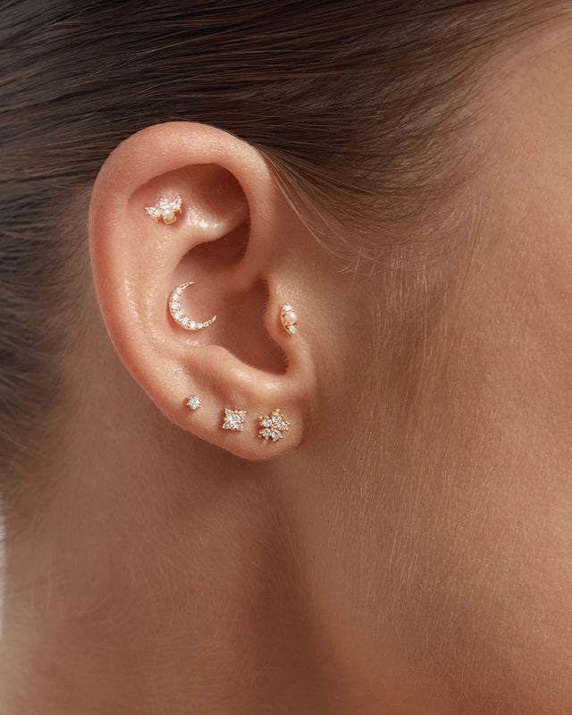14k Solid Gold Snowflake Cartilage Earring
