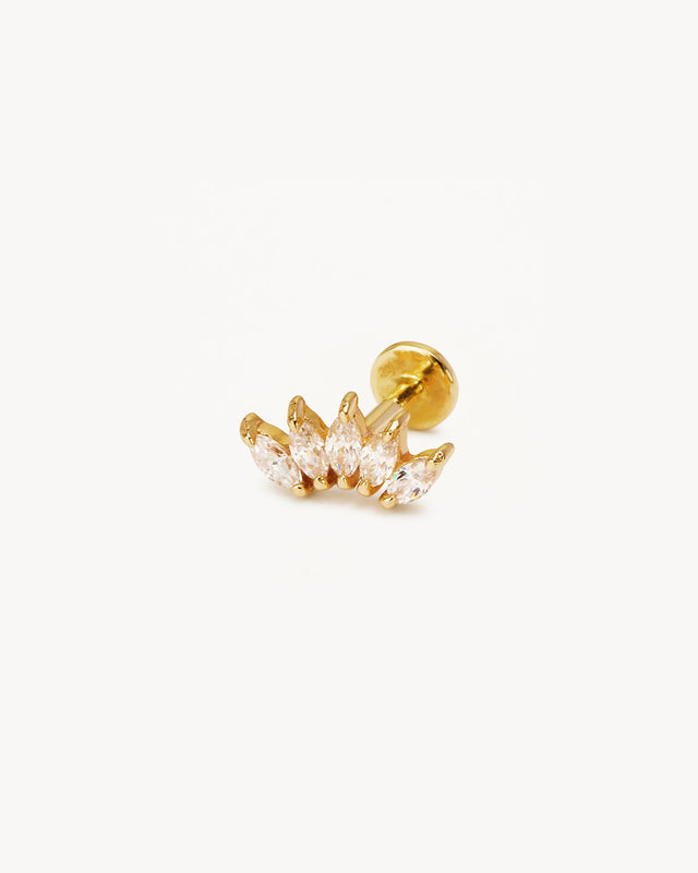14k Solid Gold Eternal Lotus Crystal Cartilage Earring
