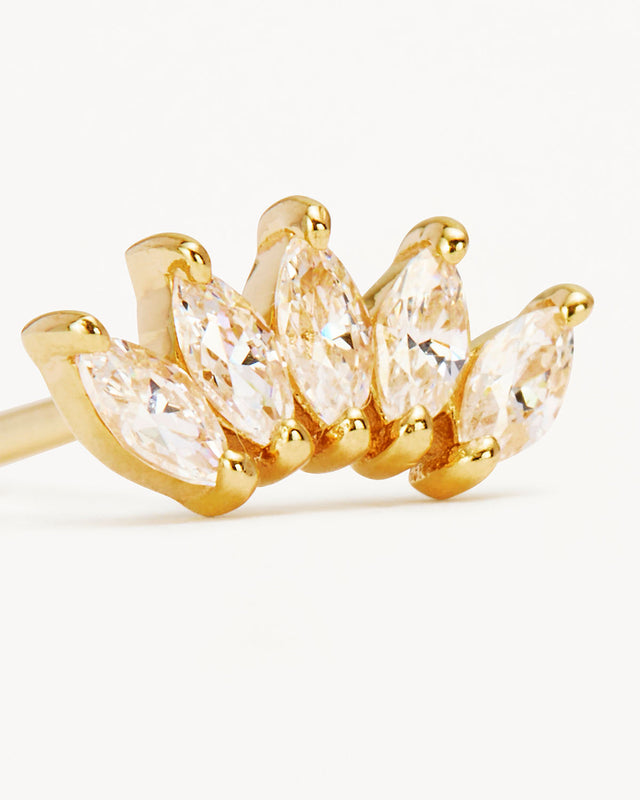 14k Solid Gold Eternal Lotus Crystal Cartilage Earring