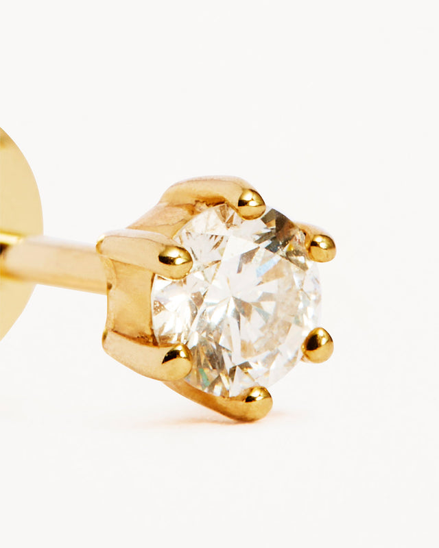 14k Solid Gold Sweet Droplet Diamond Earring - 2mm, 3mm