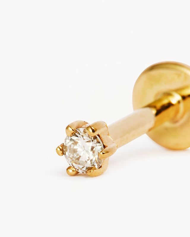 14k Solid Gold Diamond Sweet Droplet Cartilage Flatback Earring