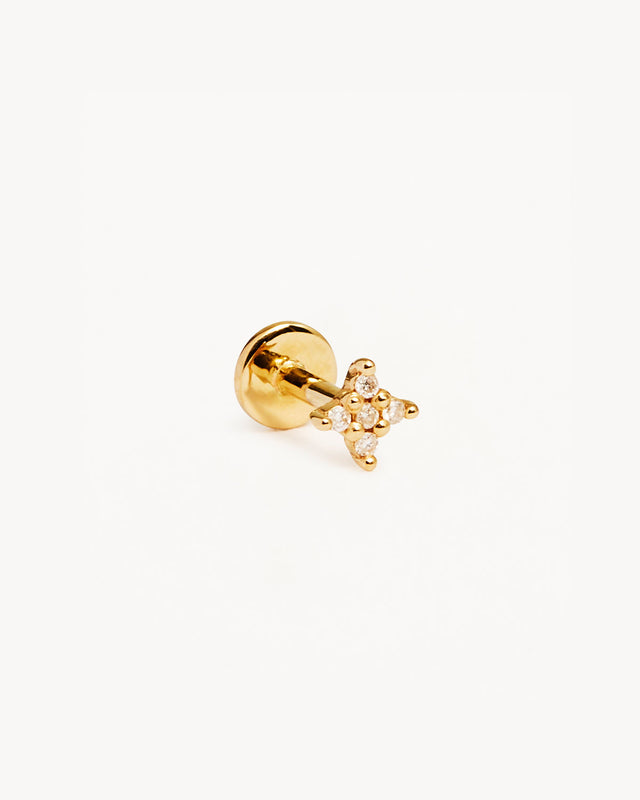14k Solid Gold Diamond Sacred Cartilage Flatback Earring