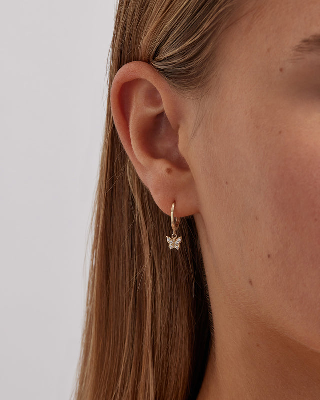 9k Solid Gold Fly With Me Lab-Grown Diamond Hoop