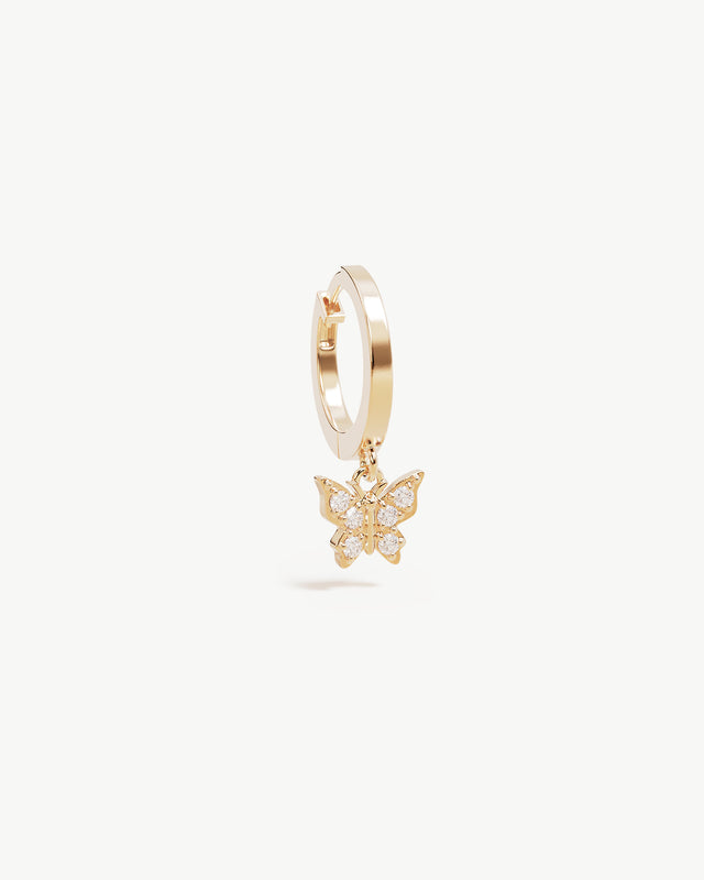 9k Solid Gold Fly With Me Lab-Grown Diamond Hoop