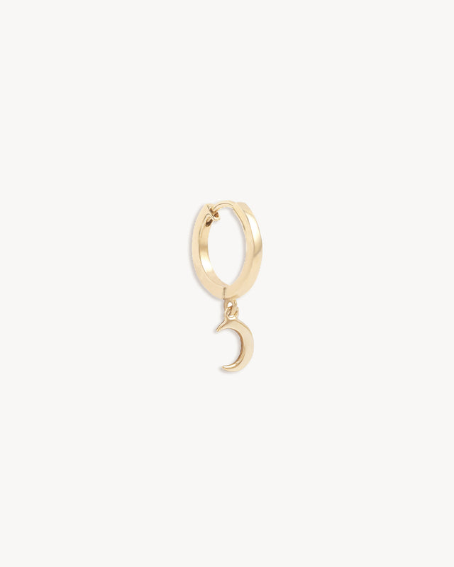 14k Solid Gold Over the Moon Hoop