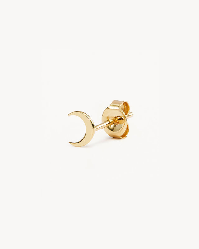14k Solid Gold Over the Moon Stud