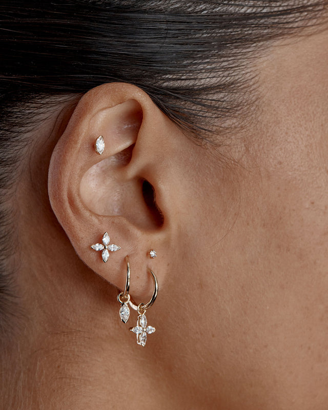 14k Solid Gold Blossom Lab-Grown Diamond Stud Earring
