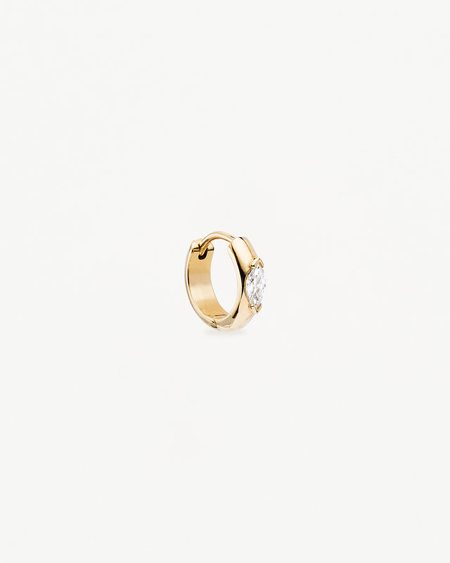 9k Solid Gold Petal of Hope Lab-Grown Diamond Hoop