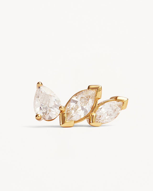 14k Solid Gold Petal by Petal Lab-Grown Diamond Earring - Left