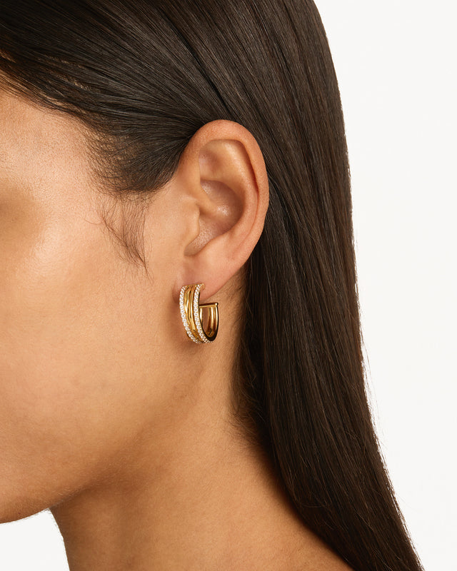 18k Gold Plated Entwined Hearts Large Hoops