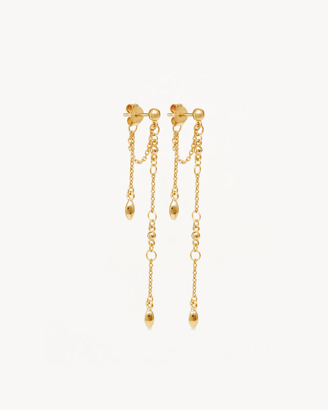 18k Gold Vermeil Luck and Love Chain Earrings