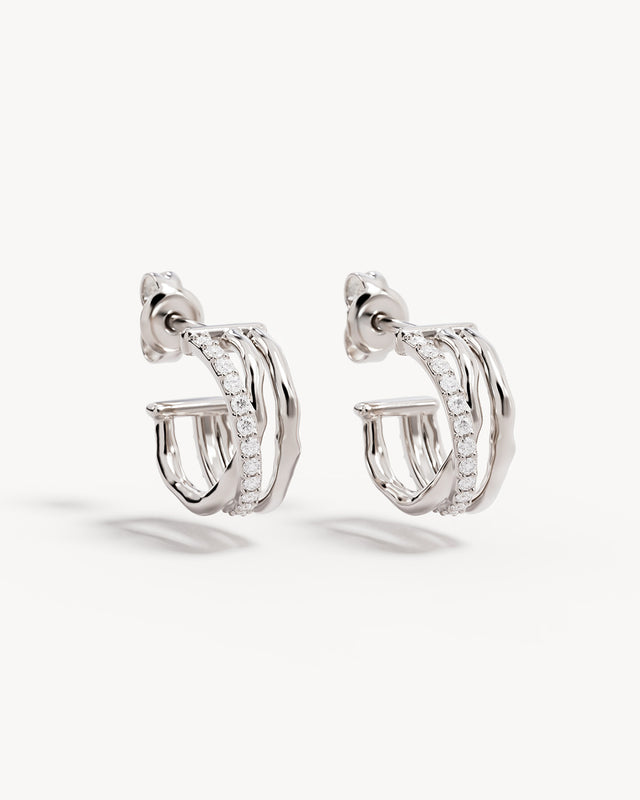 Sterling Silver Entwined Hearts Hoops