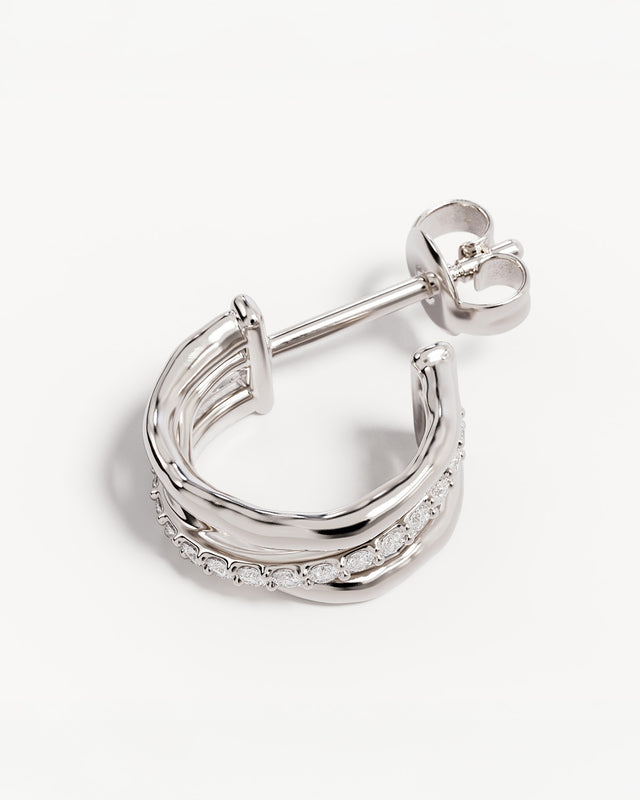 Sterling Silver Entwined Hearts Hoops