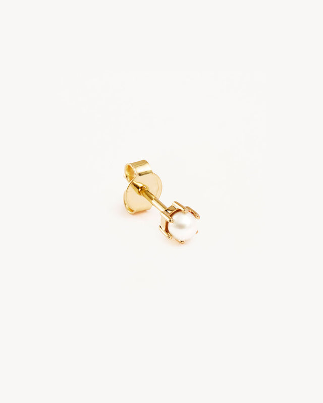 14k Solid Gold Magic Within Birthstone Earring - June - Pearl
