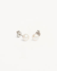 Sterling Silver Floating On Air Pearl Stud Earrings - 6mm