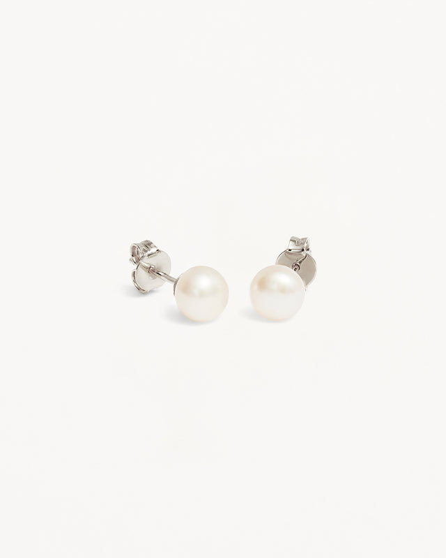 Sterling Silver Floating On Air Pearl Stud Earrings - 6mm