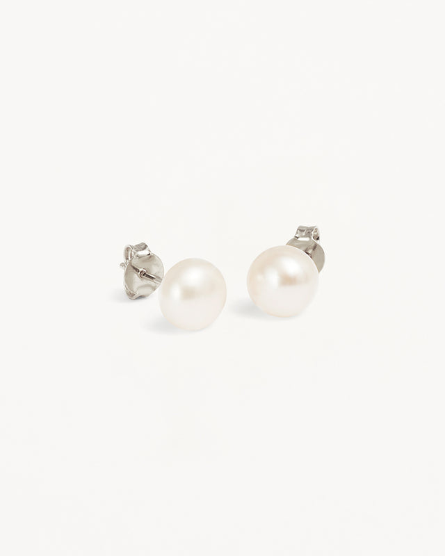 Sterling Silver Floating On Air Pearl Stud Earrings - 8mm