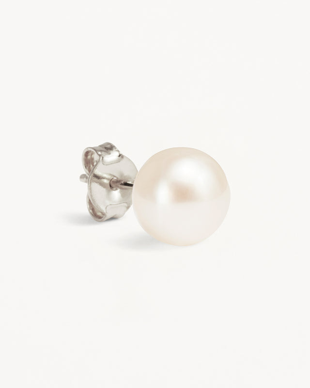 Sterling Silver Floating On Air Pearl Stud Earrings - 8mm