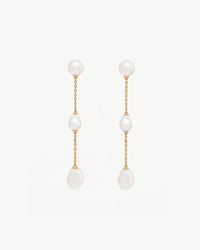 18k Gold Vermeil Forever Moments Pearl Chain Earrings