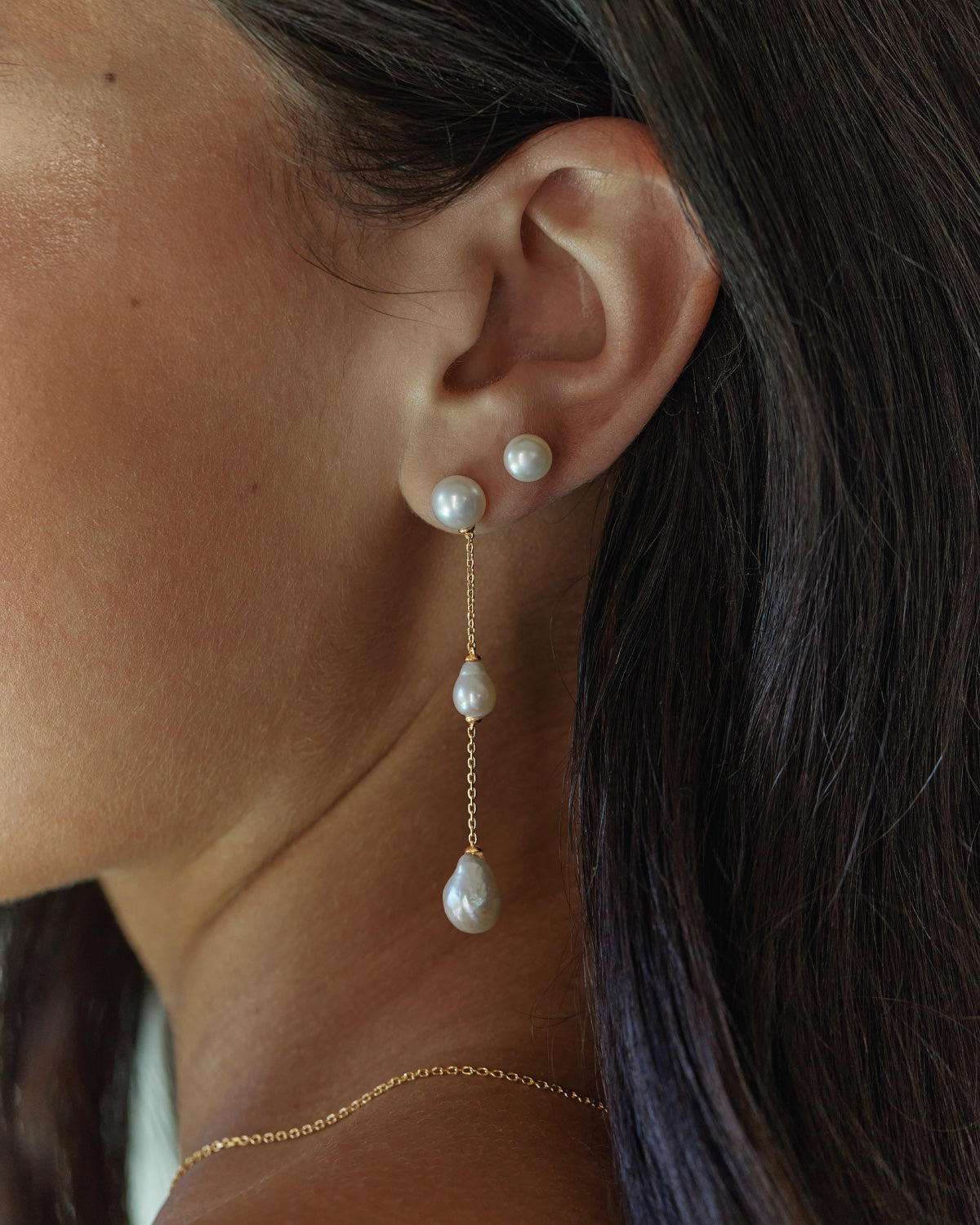18k Gold Vermeil Forever Moments Pearl Chain Earrings – by charlotte