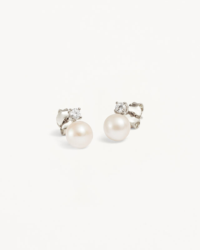 Sterling Silver Moments With You Pearl Stud Earrings - 6mm