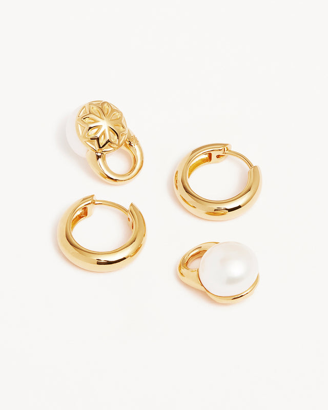 18k Gold Vermeil New Beginnings Pearl Hoops