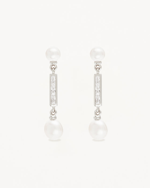 Sterling Silver Breathe Pearl Drop Earrings