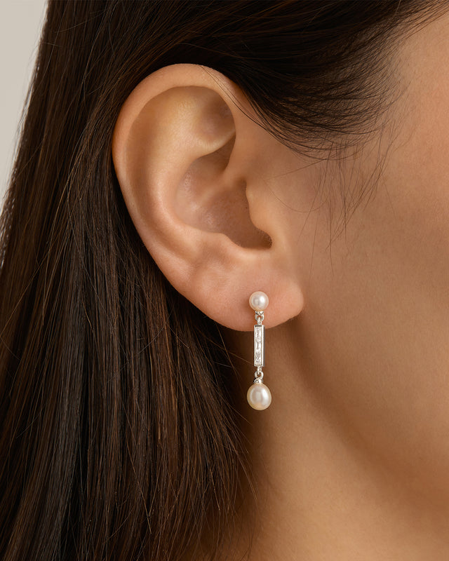 Sterling Silver Breathe Pearl Drop Earrings