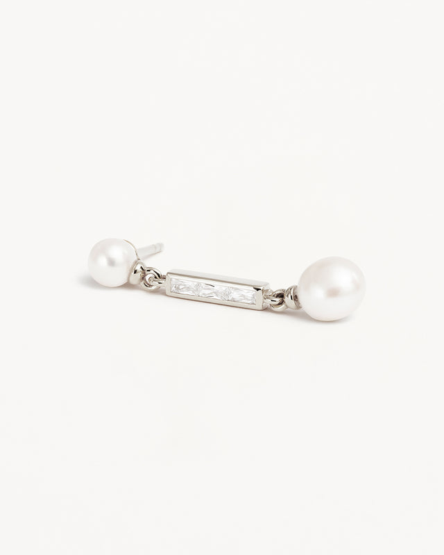 Sterling Silver Breathe Pearl Drop Earrings