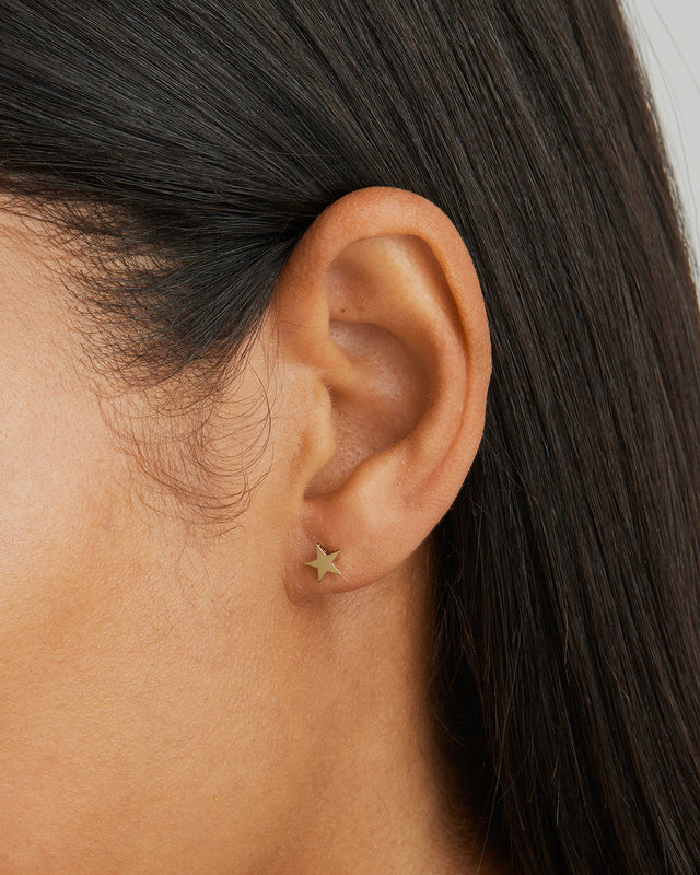 9k Solid Gold Wishing on a Star Stud Earring