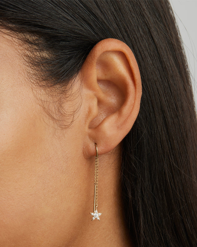 9k Solid Gold Estelle Lab-Grown Diamond Thread Earring