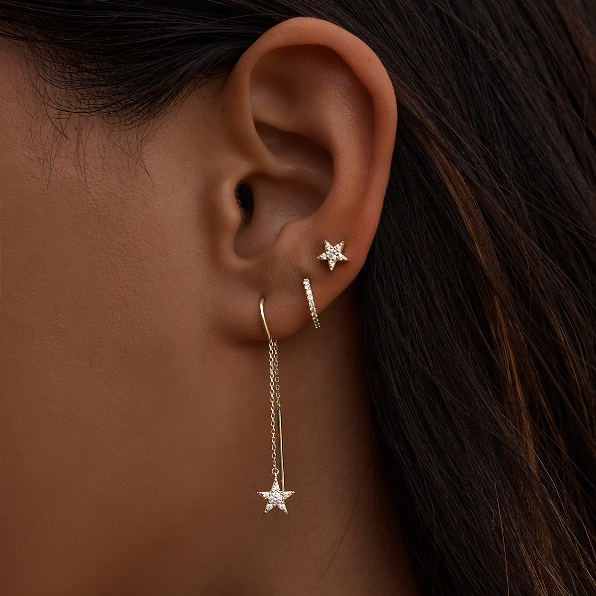 9k Solid Gold Estelle Lab-Grown Diamond Thread Earring – by charlotte