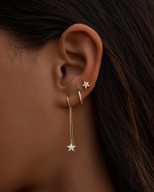 9k Solid Gold Estelle Lab-Grown Diamond Thread Earring