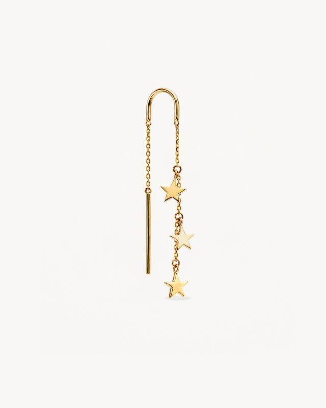 9k Solid Gold Star Bright Thread Earring